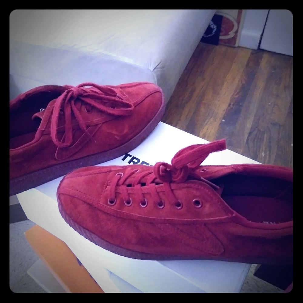 Red Suede Tretorn Tennis Sneakers